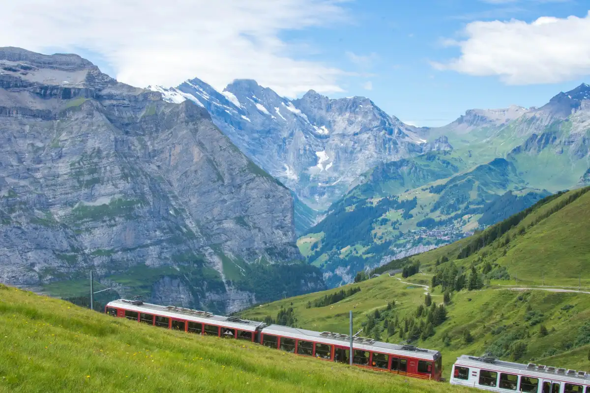 Red and white train — Jungfrau Railway, Switzerland