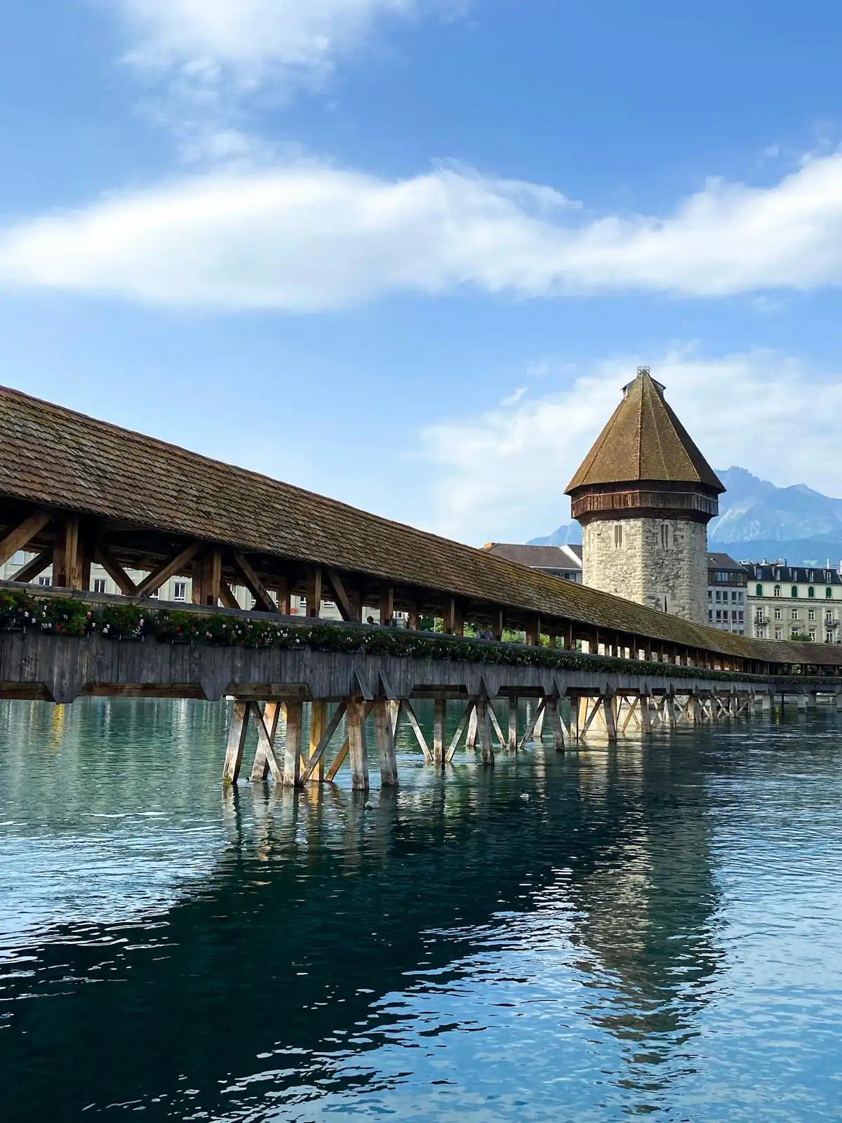 A bridge over water — Chapel Bridge, Lucerne, Switzerland